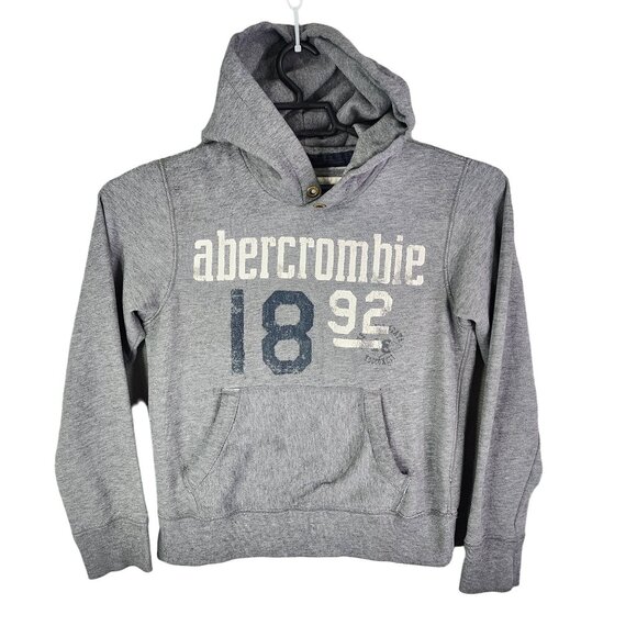 Boys Abercrombie & Fitch Gray Pullover Hoodie Sweatshirt Long Sleeve Size XL - Picture 1 of 12